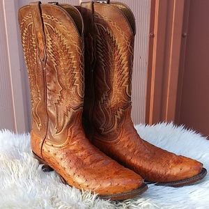 LUCCHESE 2000 OSTRICH BOOTS 9D